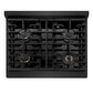 ZLINE Autograph Edition 30 in. Paramount Gas Rangetop with 4 Burners and Porcelain Cooktop in Black Stainless Steel with Champagne Bronze Accents, Open Box-Great Condition
