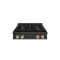 ZLINE Autograph Edition 30 in. Paramount Gas Rangetop with 4 Burners and Porcelain Cooktop in Black Stainless Steel with Polished Gold Accents, Open Box-Good Condition