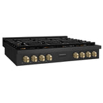 ZLINE 48 in. Autograph Edition Paramount Gas Rangetop with 8 Burners and Porcelain Cooktop in Black Stainless Steel with Champagne Bronze Accents, Open Box-Good Condition