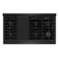 ZLINE 48 in. Autograph Edition Paramount Gas Rangetop with 8 Burners and Porcelain Cooktop in Black Stainless Steel with Polished Gold Accents (SRTBZ-48-G) top-down, above cooktop.