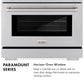 Paramount Series Infographic. Image: Oven door window. Text: Horizon Oven Window. Keep a watchful eye on dishes with an oven door design that boasts an expansive viewing window.