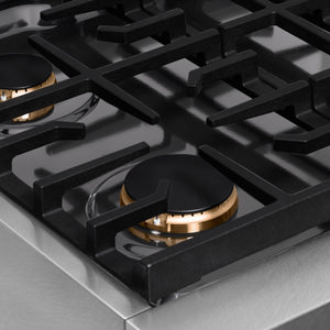 ZLINE 30 in. Paramount Gas Rangetop with 4 Brass Burners and Porcelain Cooktop in Satin Stainless Steel (SRTS-BR-30)