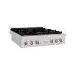 ZLINE 36 in. Paramount Gas Rangetop with 6 Burners and Porcelain Cooktop in Satin Stainless Steel (SRTS-36)