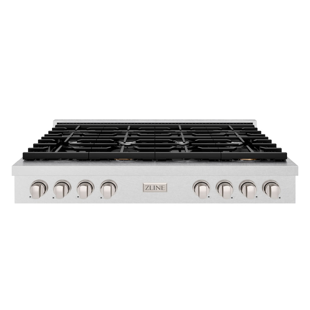 ZLINE 48 in. Paramount Gas Rangetop with 8 Burners and Porcelain Cooktop in Satin Stainless Steel (SRTS-48)