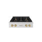 ZLINE Autograph Edition 30 in. Paramount Gas Rangetop with 4 Burners and Porcelain Cooktop in Satin Stainless Steel with Champagne Bronze Accents, Open Box-Great Condition