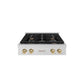 ZLINE Autograph Edition 30 in. Paramount Gas Rangetop with 4 Burners and Porcelain Cooktop in Satin Stainless Steel with Champagne Bronze Accents, Open Box-Good Condition