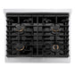 ZLINE Autograph Edition 30 in. Paramount Gas Rangetop with 4 Burners and Porcelain Cooktop in Satin Stainless Steel with Champagne Bronze Accents (SRTSZ-30-CB) top-down, above cooktop.