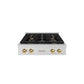ZLINE Autograph Edition 30 in. Paramount Gas Rangetop with 4 Burners and Porcelain Cooktop in Satin Stainless Steel with Polished Gold Accents (SRTSZ-30-G)