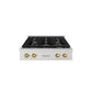 ZLINE Autograph Edition 30 in. Paramount Gas Rangetop with 4 Burners and Porcelain Cooktop in Satin Stainless Steel with Polished Gold Accents, Open Box-Great Condition