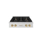 ZLINE Autograph Edition 30 in. Paramount Gas Rangetop with 4 Burners and Porcelain Cooktop in Satin Stainless Steel with Polished Gold Accents, Open Box-Good Condition