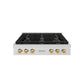 ZLINE Autograph Edition 36 in. Paramount Gas Rangetop with 6 Burners and Porcelain Cooktop in Satin Stainless Steel with Champagne Bronze Accents (SRTSZ-36-CB)