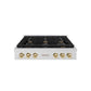 ZLINE Autograph Edition 36 in. Paramount Gas Rangetop with 6 Burners and Porcelain Cooktop in Satin Stainless Steel with Champagne Bronze Accents, Open Box-Good Condition