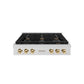 ZLINE Autograph Edition 36 in. Paramount Gas Rangetop with 6 Burners and Porcelain Cooktop in Satin Stainless Steel with Polished Gold Accents (SRTSZ-36-G)