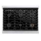 ZLINE Autograph Edition 36 in. Paramount Gas Rangetop with 6 Burners and Porcelain Cooktop in Satin Stainless Steel with Polished Gold Accents, Open Box-Great Condition