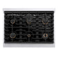 ZLINE Autograph Edition 36 in. Paramount Gas Rangetop with 6 Burners and Porcelain Cooktop in Satin Stainless Steel with Matte Black Accents, Open Box-Good Condition