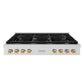 ZLINE 48 in. Autograph Edition Paramount Gas Rangetop with 8 Burners and Porcelain Cooktop in Satin Stainless Steel with Polished Gold Accents, Open Box-Great Condition