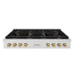 ZLINE 48 in. Autograph Edition Paramount Gas Rangetop with 8 Burners and Porcelain Cooktop in Satin Stainless Steel with Polished Gold Accents, Open Box-Good Condition