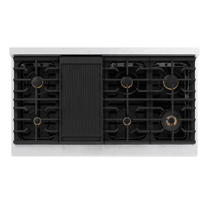 ZLINE 48 in. Autograph Edition Paramount Gas Rangetop with 8 Burners and Porcelain Cooktop in Satin Stainless Steel with Polished Gold Accents, Open Box-Great Condition