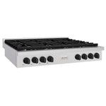 ZLINE 48 in. Autograph Edition Paramount Gas Rangetop with 8 Burners and Porcelain Cooktop in Satin Stainless Steel with Matte Black Accents, Open Box-Good Condition