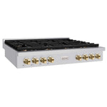 ZLINE 48 in. Autograph Edition Paramount Gas Rangetop with 8 Burners and Porcelain Cooktop in Stainless Steel with Polished Gold Accents, Open Box-Good Condition
