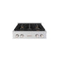 ZLINE 30 in. Paramount Gas Rangetop with 4 Brass Burners and Porcelain Cooktop in Stainless Steel (SRT-BR-30) front.