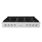 ZLINE 48 in. Paramount Gas Rangetop with 8 Brass Burners and Porcelain Cooktop in Stainless Steel (SRT-BR-48) front.