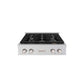 ZLINE 30 in. Paramount Gas Rangetop with 4 Burners and Porcelain Cooktop in Stainless Steel (SRT30) front.