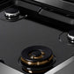 ZLINE 30 in. Paramount Gas Rangetop with 4 Burners and Porcelain Cooktop in Stainless Steel (SRT30) close-up detail, black porcelain cooktop without grates.