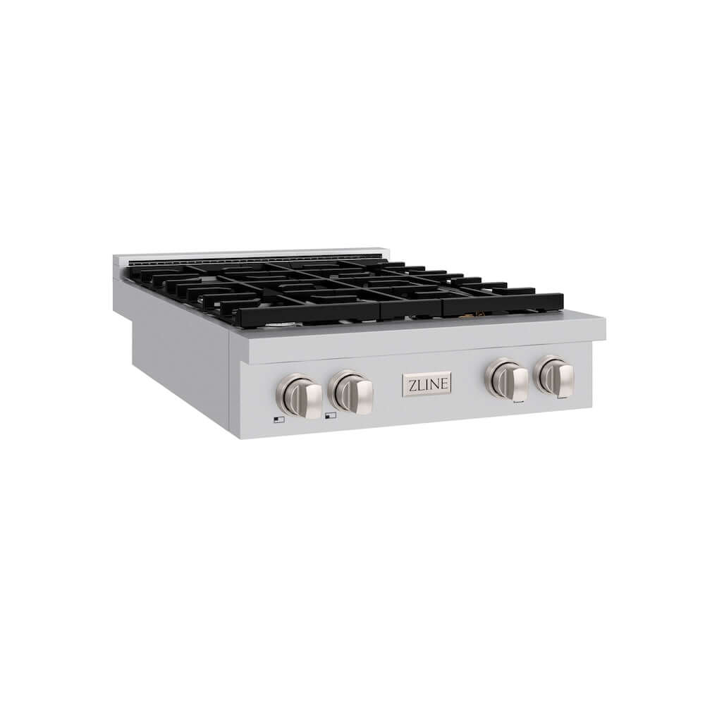 ZLINE 30 in. Paramount Gas Rangetop with 4 Burners and Porcelain Cooktop in Stainless Steel (SRT30) side.