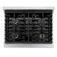 ZLINE 30 in. Paramount Gas Rangetop with 4 Burners and Porcelain Cooktop in Stainless Steel (SRT30) from above, showing cooking surface.