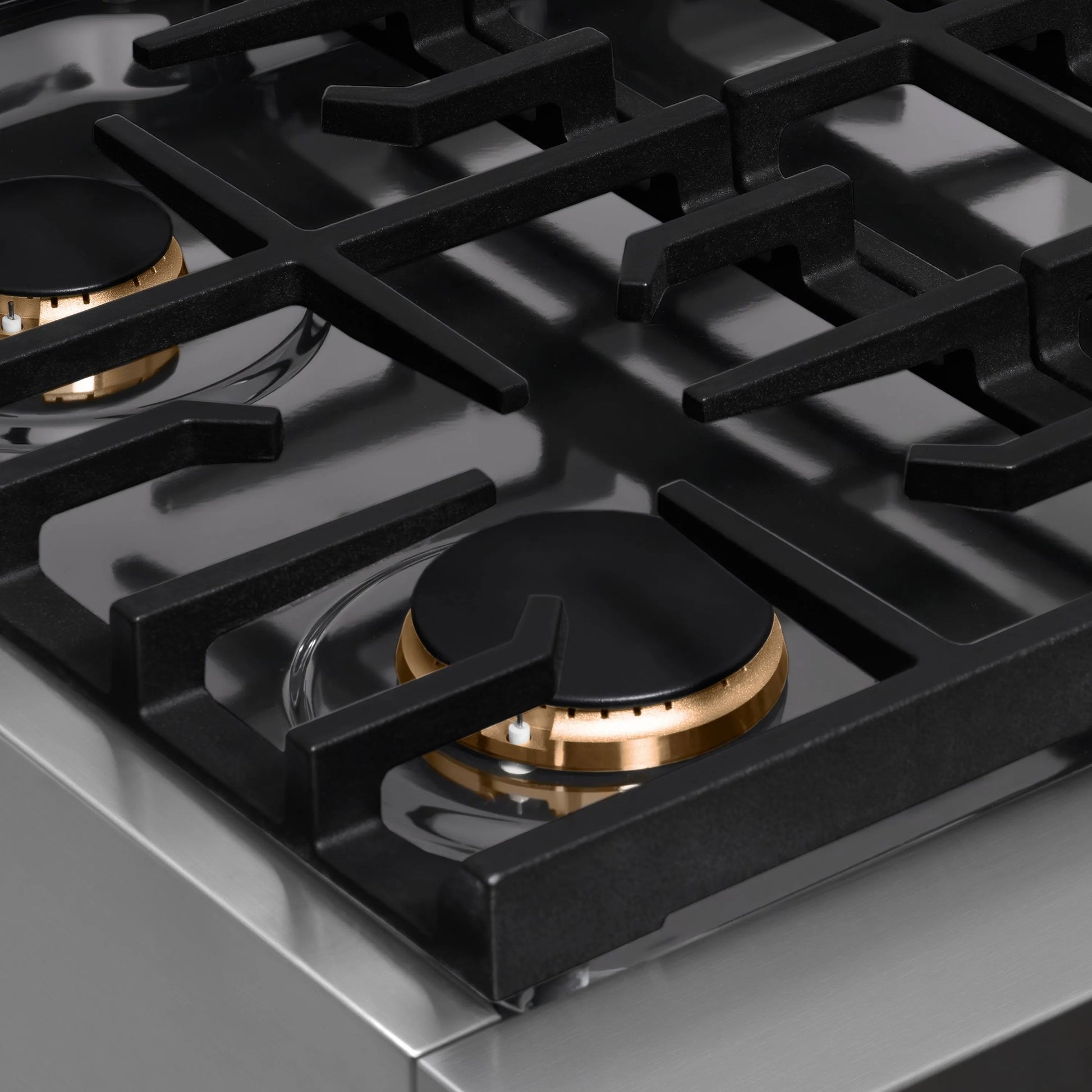 ZLINE Autograph Edition 30 in. Paramount Gas Rangetop with 4 Burners and Porcelain Cooktop in Stainless Steel with Matte Black Accents, Open Box-Great Condition