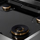 ZLINE 30 in. Autograph Edition Paramount Gas Rangetop with 4 Burners and Porcelain Cooktop in Stainless Steel with Matte Black Accents (SRTZ-30-MB) close-up detail, black porcelain cooktop without grates.