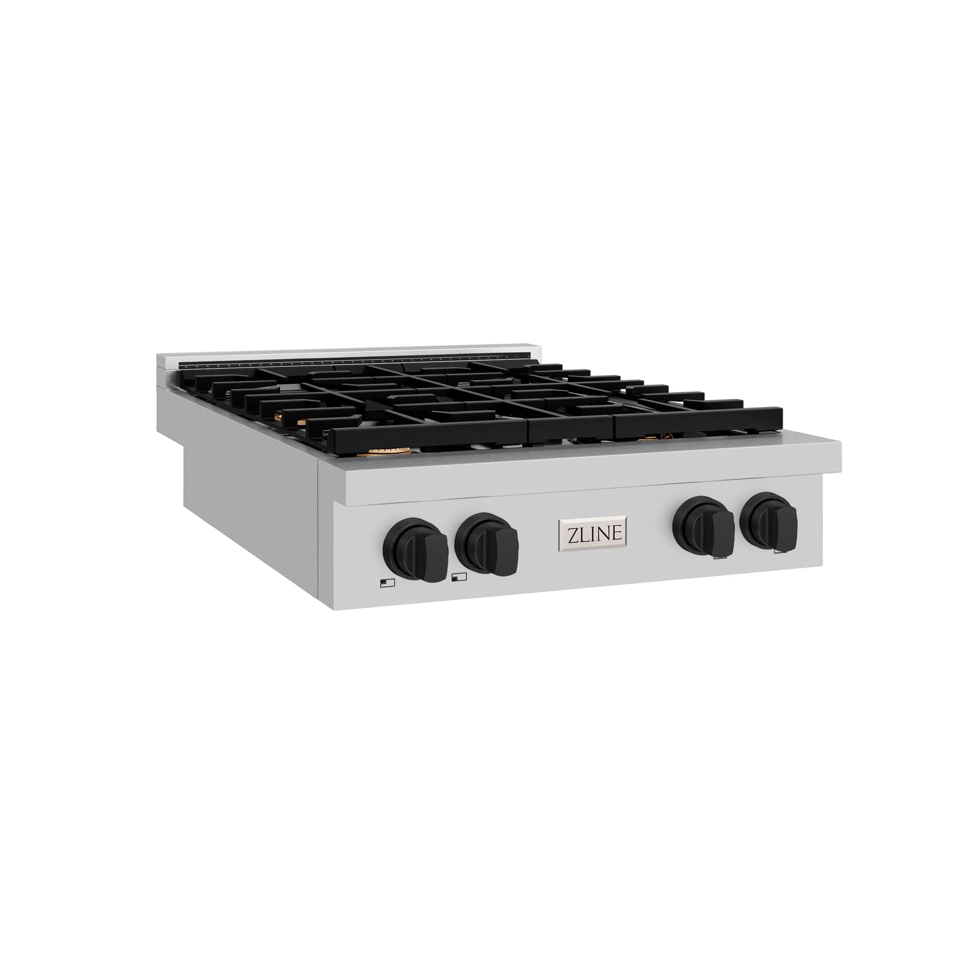 ZLINE Autograph Edition 30 in. Paramount Gas Rangetop with 4 Burners and Porcelain Cooktop in Stainless Steel with Matte Black Accents, Open Box-Great Condition main image.