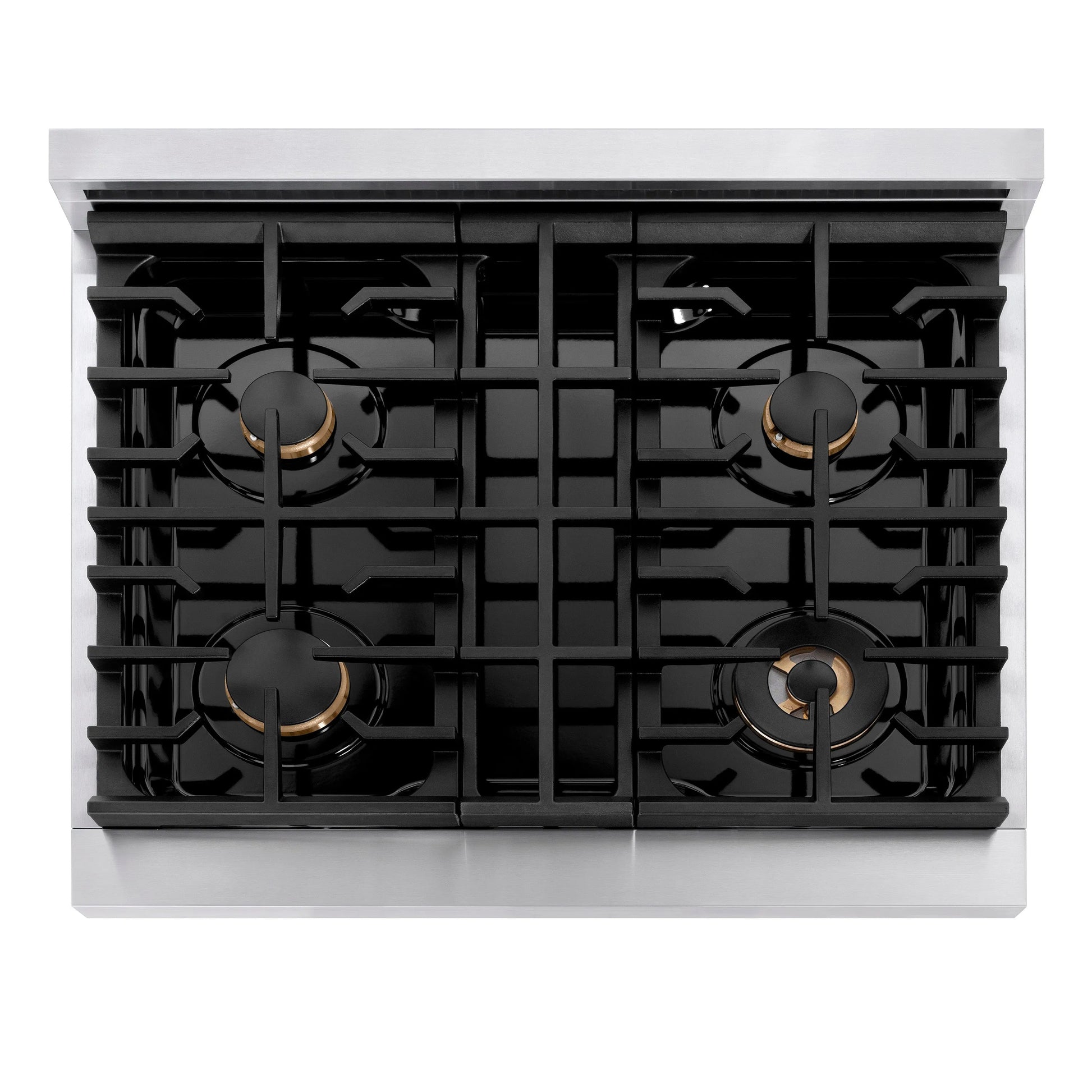 ZLINE Autograph Edition 30 in. Paramount Gas Rangetop with 4 Burners and Porcelain Cooktop in Stainless Steel with Matte Black Accents, Open Box-Great Condition