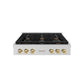 ZLINE Autograph Edition 36 in. Paramount Gas Rangetop with 6 Burners and Porcelain Cooktop in Stainless Steel with Champagne Bronze Accents, Open Box-Great Condition
