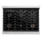 ZLINE Autograph Edition 36 in. Paramount Gas Rangetop with 6 Burners and Porcelain Cooktop in Stainless Steel with Champagne Bronze Accents, Open Box-Good Condition