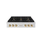 ZLINE Autograph Edition 36 in. Paramount Gas Rangetop with 6 Burners and Porcelain Cooktop in Stainless Steel with Polished Gold Accents, Open Box-Good Condition