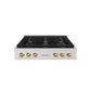 ZLINE Autograph Edition 36 in. Paramount Gas Rangetop with 6 Burners and Porcelain Cooktop in Stainless Steel with Polished Gold Accents, Open Box-Great Condition