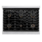 ZLINE Autograph Edition 36 in. Paramount Gas Rangetop with 6 Burners and Porcelain Cooktop in Stainless Steel with Polished Gold Accents, Open Box-Great Condition