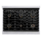 ZLINE Autograph Edition 36 in. Paramount Gas Rangetop with 6 Burners and Porcelain Cooktop in Stainless Steel with Polished Gold Accents, Open Box-Good Condition