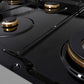 ZLINE 48 in. Autograph Edition Paramount Gas Rangetop with 8 Burners and Porcelain Cooktop in Stainless Steel with Matte Black Accents (SRTZ-48-MB) close-up detail, black porcelain cooktop without grates.