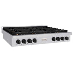 ZLINE 48 in. Autograph Edition Paramount Gas Rangetop with 8 Burners and Porcelain Cooktop in Stainless Steel with Matte Black Accents, Open Box-Good Condition