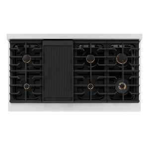 ZLINE 48 in. Autograph Edition Paramount Gas Rangetop with 8 Burners and Porcelain Cooktop in Stainless Steel with Matte Black Accents, Open Box-Great Condition