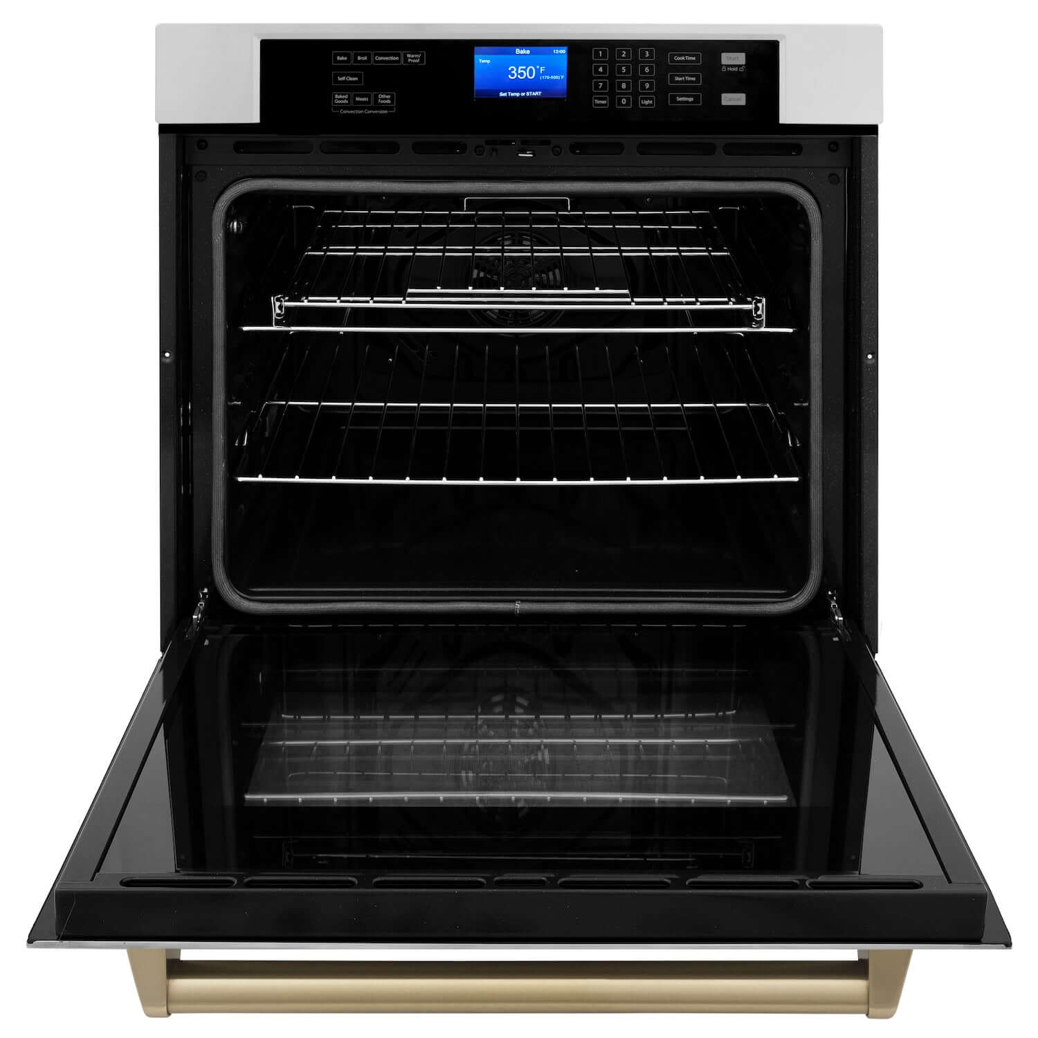 ZLINE Autograph Edition 30 in. Electric Single Wall Oven with Self Clean and True Convection in Stainless Steel and Champagne Bronze Accents (AWSZ-30-CB)
