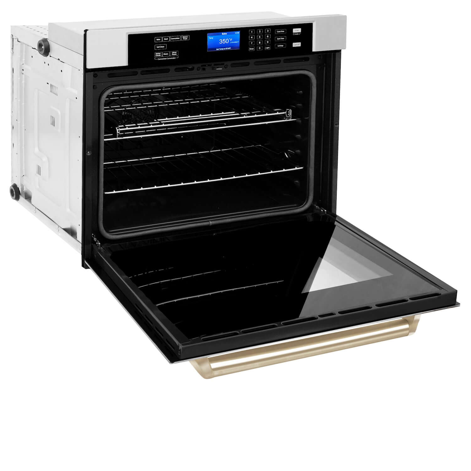 ZLINE Autograph Edition 30 in. Electric Single Wall Oven with Self Clean and True Convection in Stainless Steel and Polished Gold Accents (AWSZ-30-G)