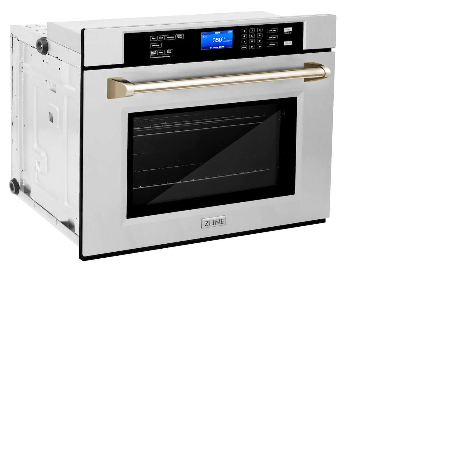 ZLINE Autograph Edition 30 in. Electric Single Wall Oven with Self Clean and True Convection in Stainless Steel and Polished Gold Accents (AWSZ-30-G)