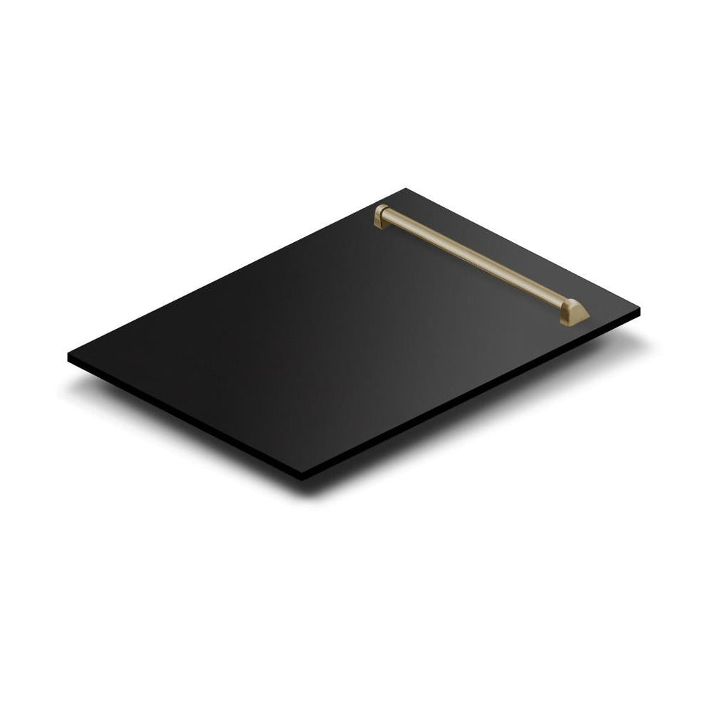 ZLINE Autograph Edition 18 in. Tallac Series 3rd Rack Top Control Built-In Dishwasher in Black Stainless Steel with Champagne Bronze Handle, 51dBa (DWVZ-BS-18-CB) 