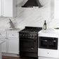 ZLINE 24 in. 2.8 cu. ft. Legacy Dual Fuel Range with 4 Burner Gas Cooktop and Electric Convection Oven in Black Stainless Steel, Open Box-Good Condition