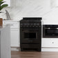 ZLINE 24 in. 2.8 cu. ft. Legacy Dual Fuel Range with 4 Burner Gas Cooktop and Electric Convection Oven in Black Stainless Steel, Open Box-Good Condition