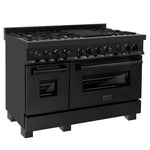 ZLINE 48 in. 6.0 cu. ft. Legacy Dual Fuel Range with 7 Burner Gas Cooktop and 2 Electric Ovens in Black Stainless Steel, Open Box-Good Condition